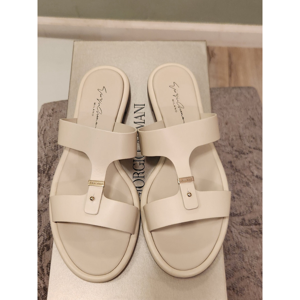 Giorgio Armani Flat Leather Sandals - New With Box